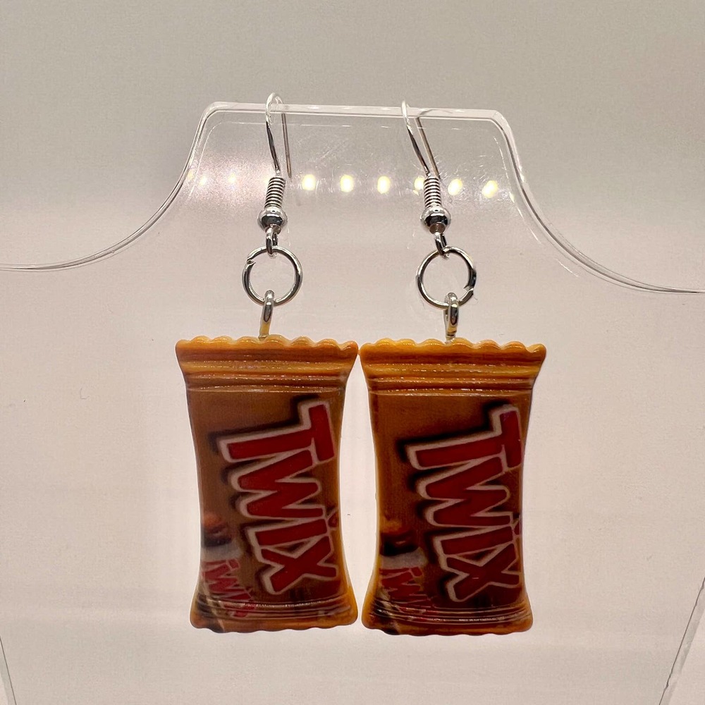 Twix Candy Earrings - Candy Bar Earrings - Chocolate Earrings - Food Earrings